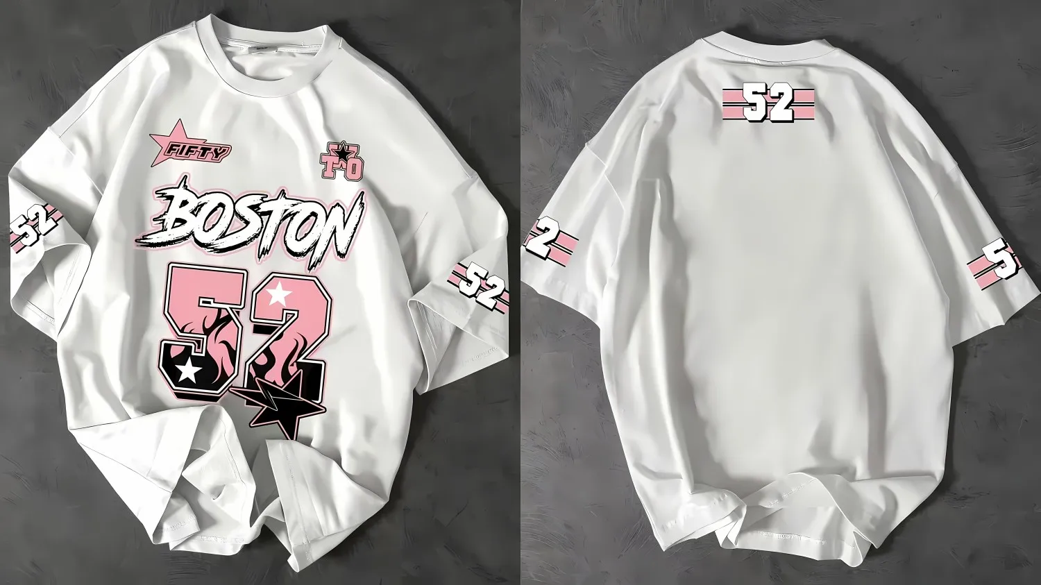 European and American men's summer Boston letter 52 print comfortable and breathable round neck T-shirt outdoor sports top