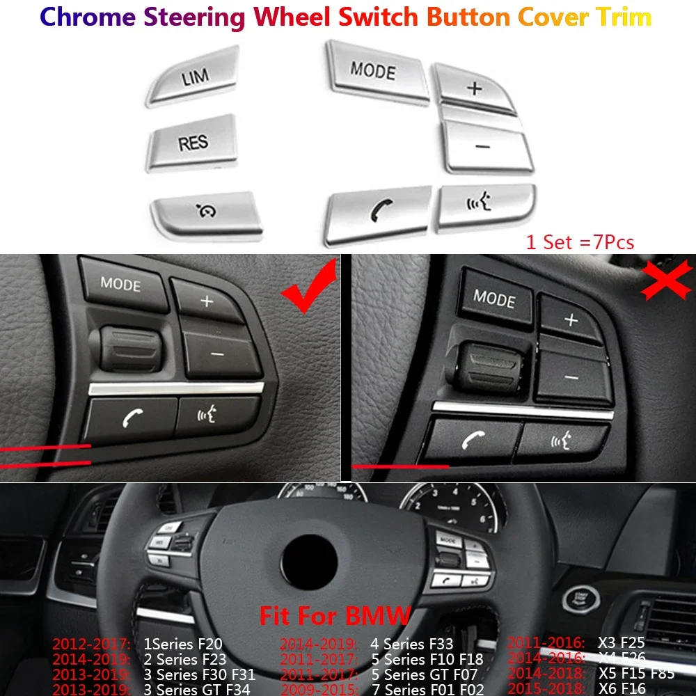 Car Steering Wheel Button Cover Trim For BMW 1 2 3 4 5 7 X3 X4 X5 X6 F30 F31 F10 F07 F01 F02 F15 F16 F25 F26 F46 F33 F20 GT F23