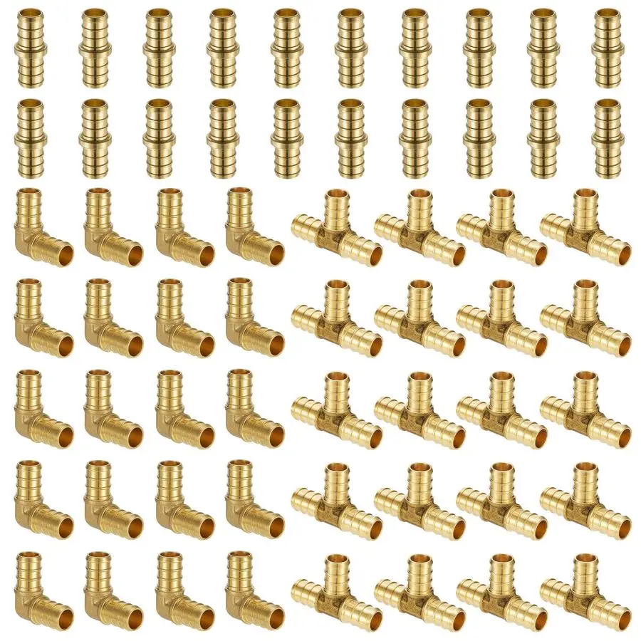 Pack Pex Fittings 1 2 Inch Assortment Lot Kit Brass Crimp Connector Brass AP1 2Coupling20Tee20 Elbow20