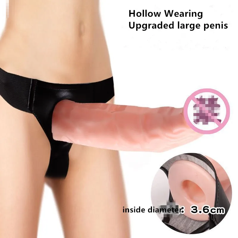 Men Strap On Dildo Panties Wearable Hollow Penis Lengthen Sleeve Strapon Dildo Pants Harness Belt for Man Sex Toys For Woman Gay