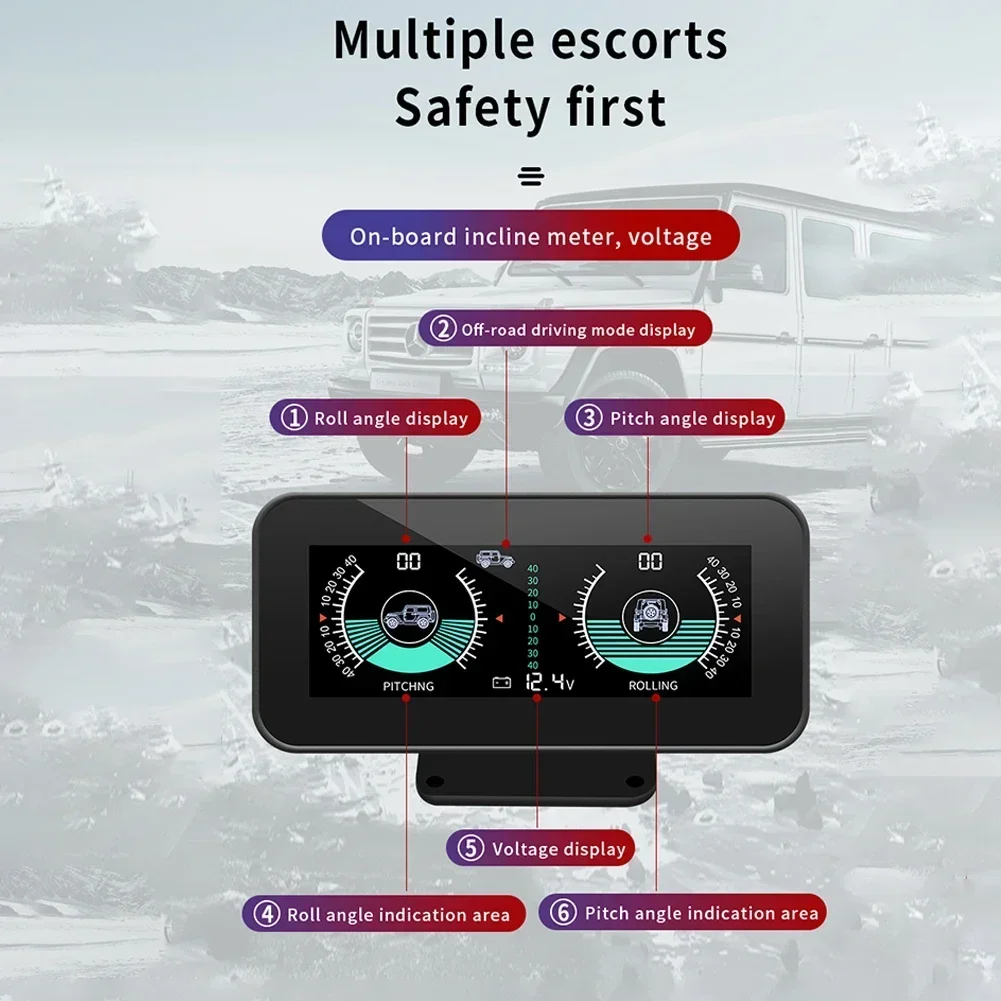 Intelligent Inclinometer Guage Tilt Indicator Angle Level Slope Meter Outdoor Electronic Slope Meter Voltmeter 4*4 Car Accessor