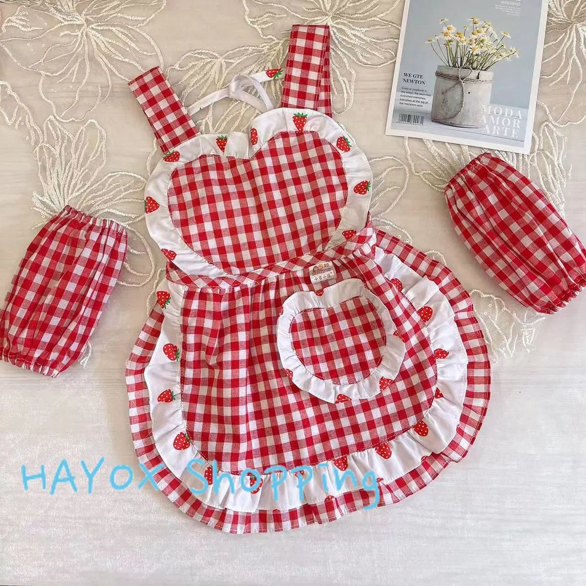 Baby Girls' Floral Apron，sleeveless Waterproof and Dirty Lace-up Apron，unadjustable Kitchen Cotton and Linen Bib Easy-Clean