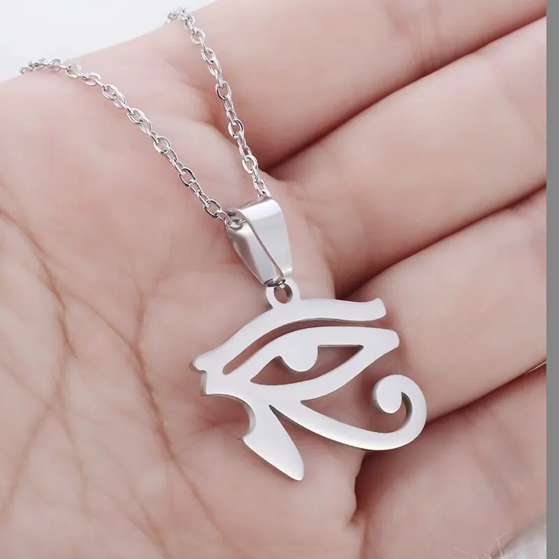 Stainless Steel Eye of Horus Pendant Retro Ancient Egypt Pharaoh Meet Necklace Men and Women Charm Amulet Jewelry Gift