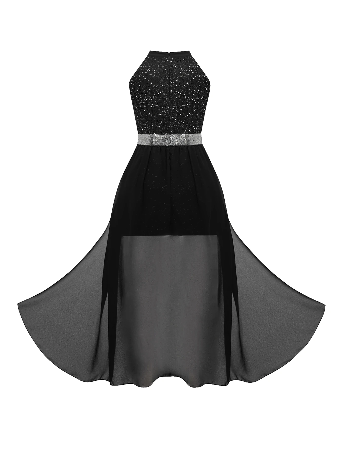 Black Evening Dress Teenage Girls\' Party Sequins, Light Luxury High-End Feeling Waist Cinching Dress