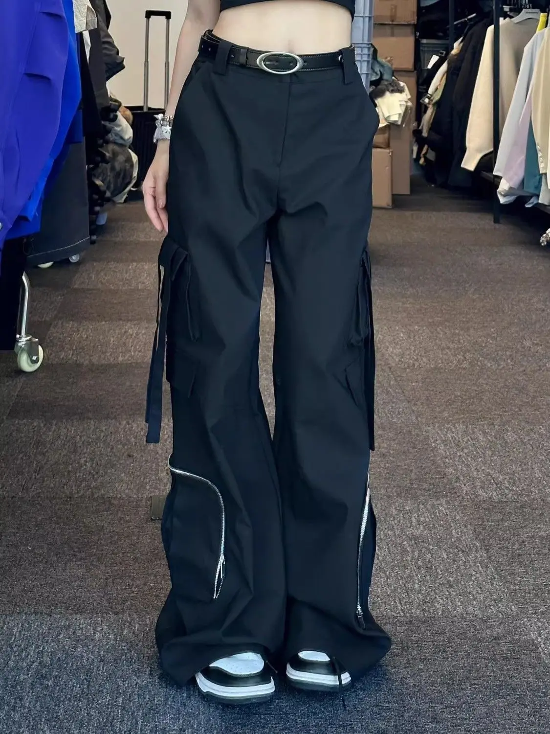 Pantalon de travail américain pour femmes, Design Hip Hop, Unique, ample, amincissant, polyvalent, jambes larges, printemps automne