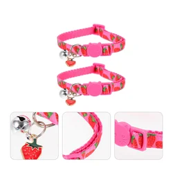 2 Pcs Strawberry Dog Collar Pet Fruit Lightweight Cat Comfortable Kitten Bowtie Polyester