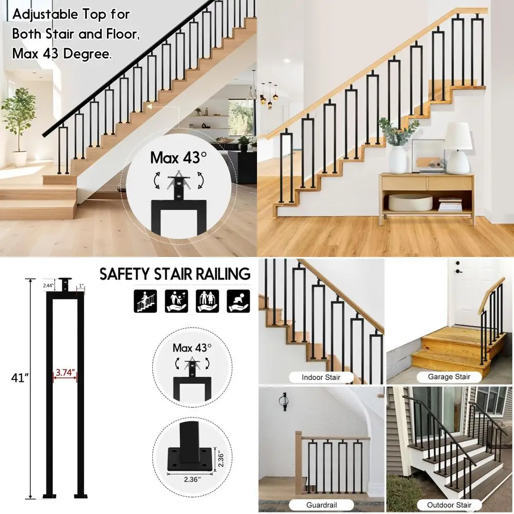 

41 Stair Balusters with Adjustable Bracket for Interior Staircases and 42 Indoor Handrail