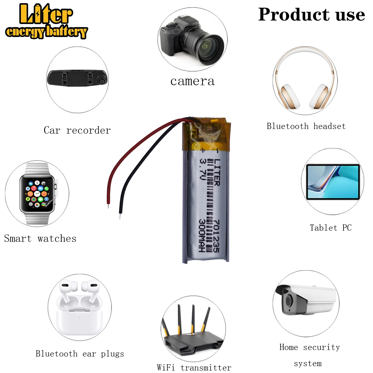 بطارية ليثيوم بوليمر 3.7 فولت 701235   قلم تسجيل قلم قراءة MP3 بقلم 300 مللي أمبير