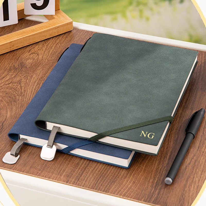 Vintage Luxury Engrave Logo Notebook Custom Name Soft Leather Diary Business Office Meeting Notebooks Retro A5 Book With Strap - view 4