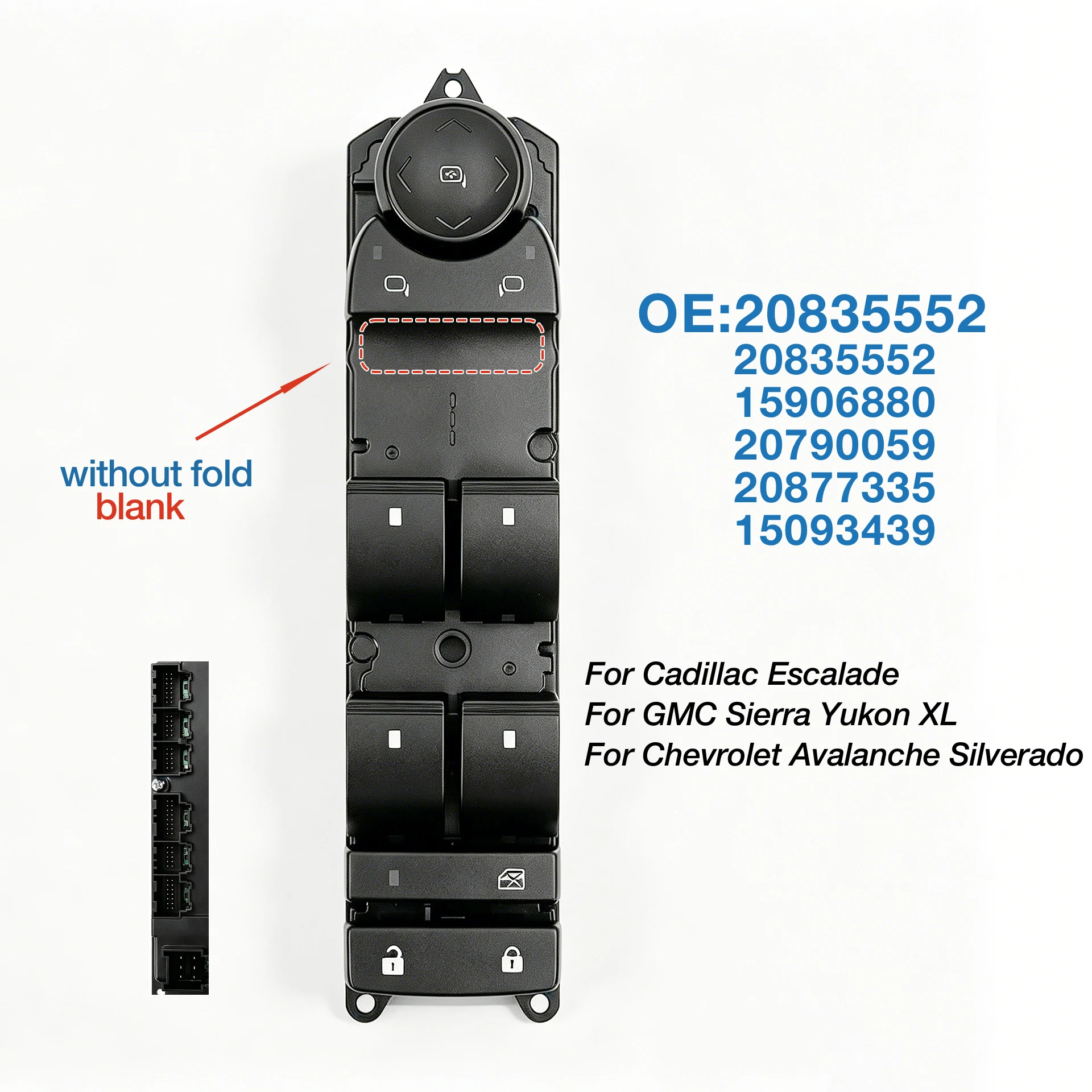 

20835552 For Cadillac Chevrolet Silverado GMC Sierra Yukon XL,Front Left Master Power Window Switch Glass Lifter Control Button
