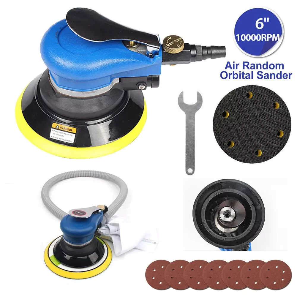 6 Inch Pneumatic Random Orbital Sander 15cm Dual Action Electric Car Polisher for Car Paint Care and Rust Removal