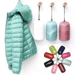 Jaqueta de pato feminina, jaqueta puffer fina, casaco à prova de vento, branco claro, nova moda, frio, feminino, inverno, 2023