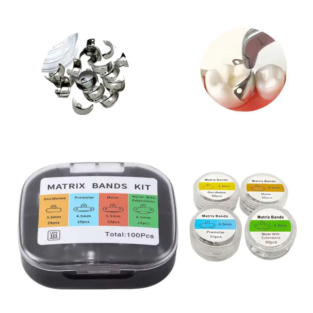 Dental Sectional Matrix Bands Metal Matrices for Posterior Teeth Molar Restoration Sectional Contour Matrix Band Dentistry Tools view 4