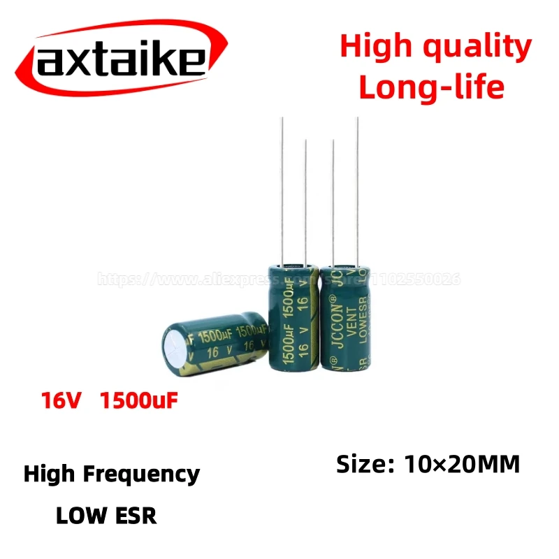 

20PCS 16V1500uF Aluminum Capacitor, High Frequency Low ESR 105°C Radial for Power Supply Long-life 10×20MM