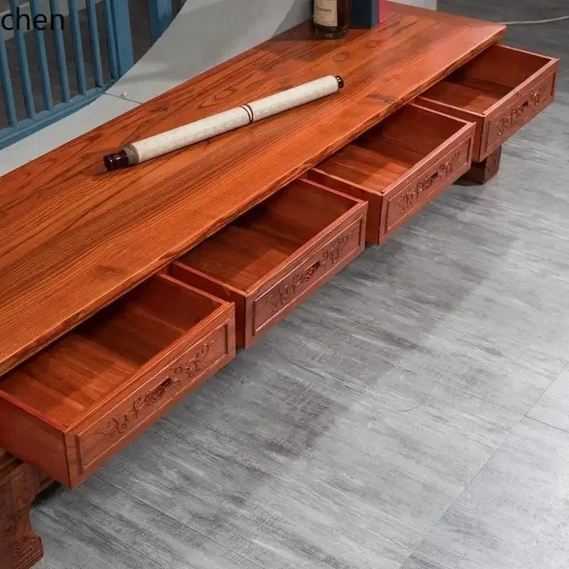 GU-19 Solid Wood TV Cabinet And Coffee Table Set For Small Apartments, Bedroom And Living Room, Carved TV Cabinet