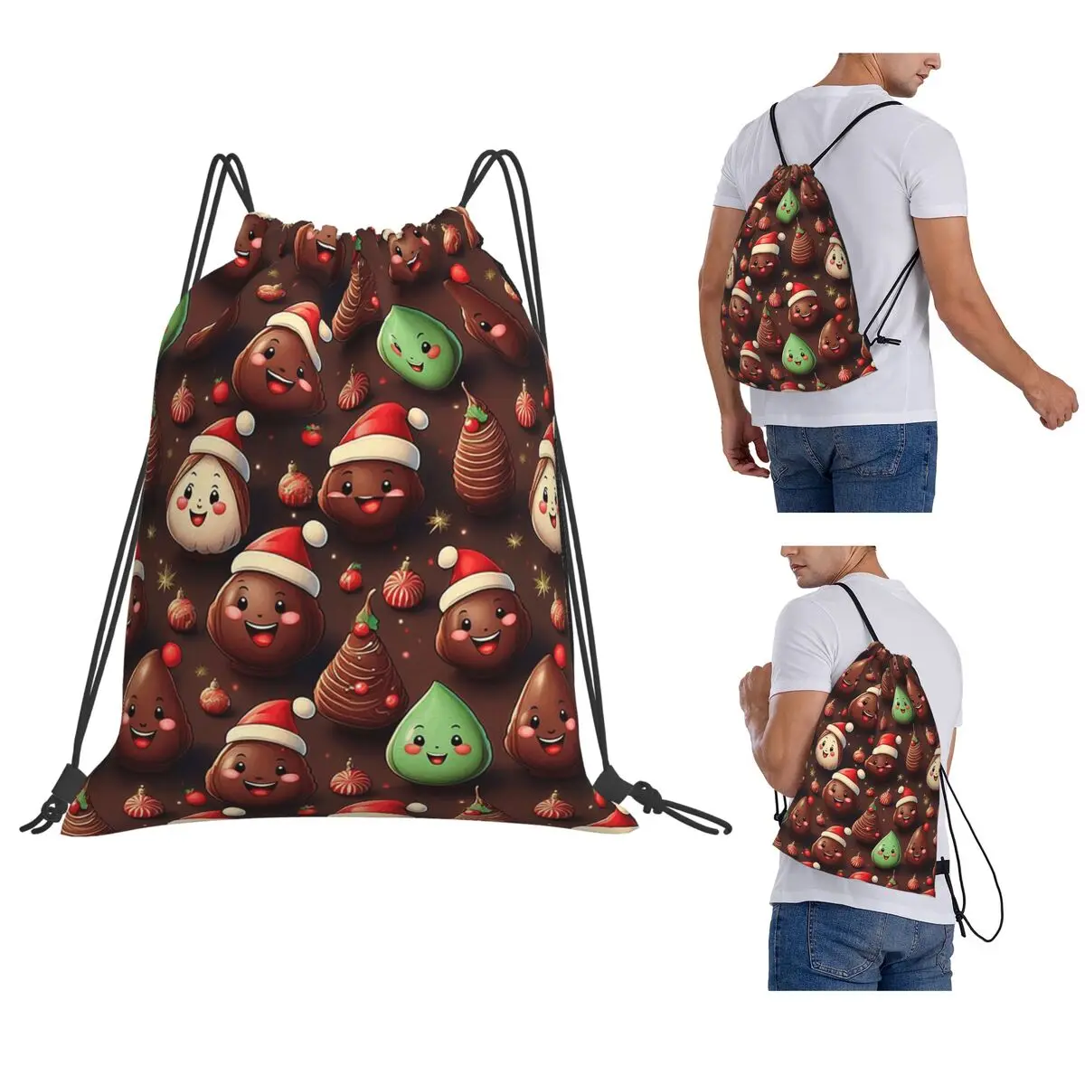 

Truffle Moments A Luxurious Pattern With Chocolates Wrapped In Gold Foil Backpacks Drawstring Bundle Pocket Sports Bag Book Bags