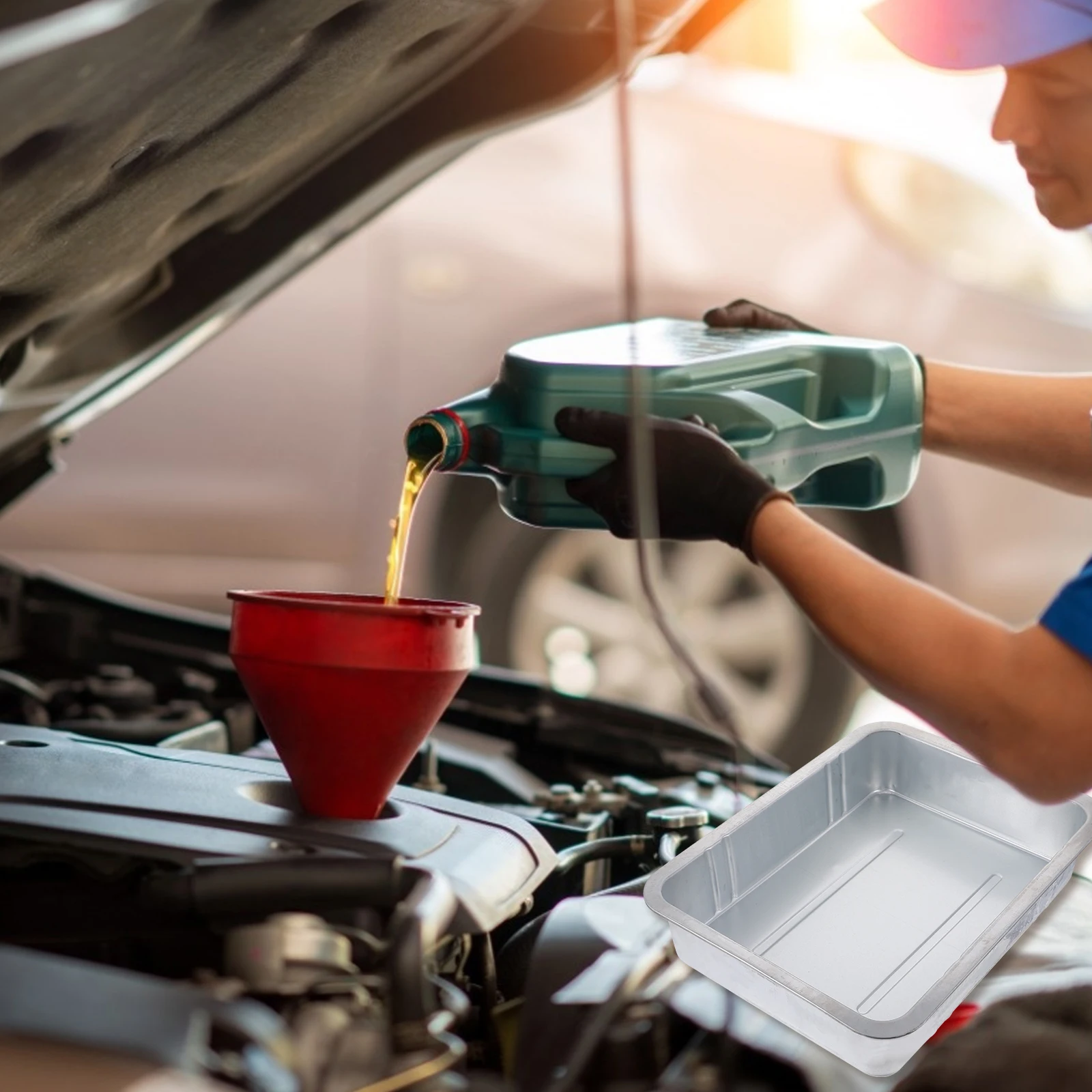 

Steel Oil Drain Pan Extra Large Drip Tray for Car Truck Motorcycle Heavy Duty Fluid Change Mechanic Automotive Waste Engine Oil