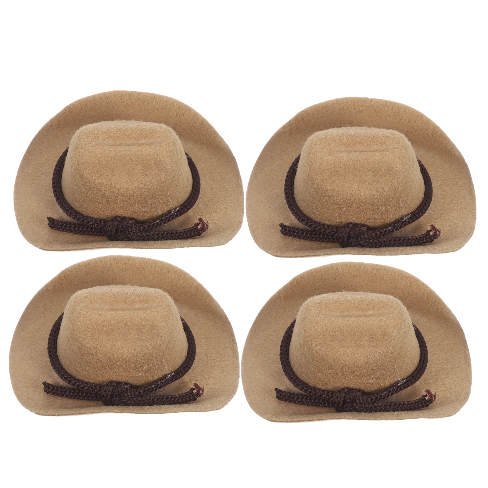 

4pcs Mini Cowboy Hats For 8Cm Small Western Cowgirl Hat Decorative Dress-Up Caps Craft Party Accessories Tiny Polyester Hats