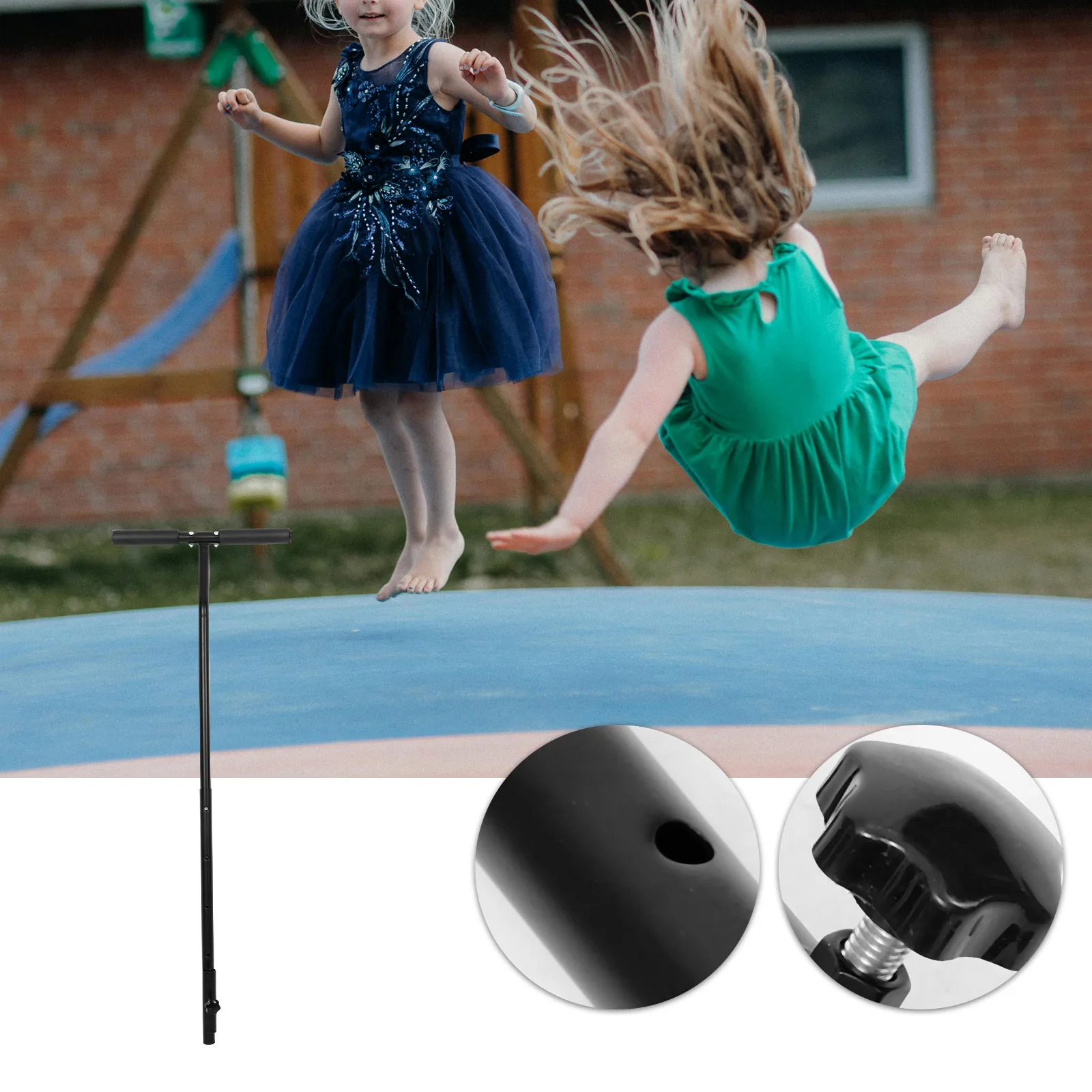 

Single Handrail Trampoline Handlebar Stainless Steel Mini Fitness Kids Adults Easy Installation Durable Reliable Stability