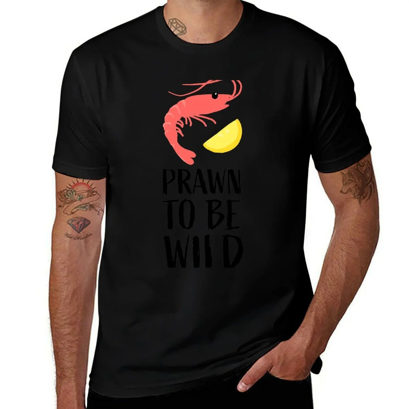 PRAWN TO BE WILD T-Shirt Basic Daily Outfit Short Sleeve Tee T-Shirt