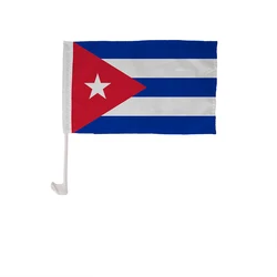 EOODLOVE 30x45cm Cuban car logo 12x18 inch Cuban flag window logo with plastic flagpole