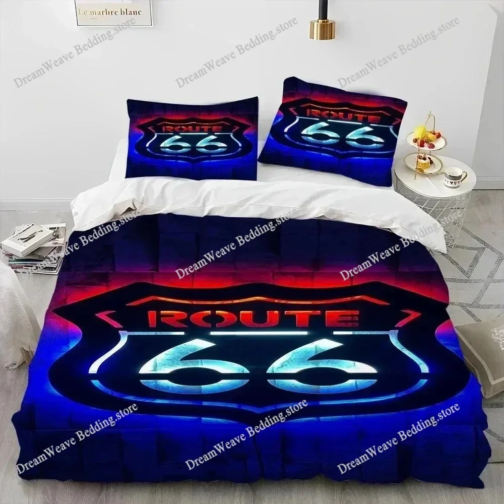 3D Historic Route 66 Mother Road Bedding Set Duvet Cover Bed Set Quilt Cover Pillowcase Comforter King Queen Size Boys Adult
