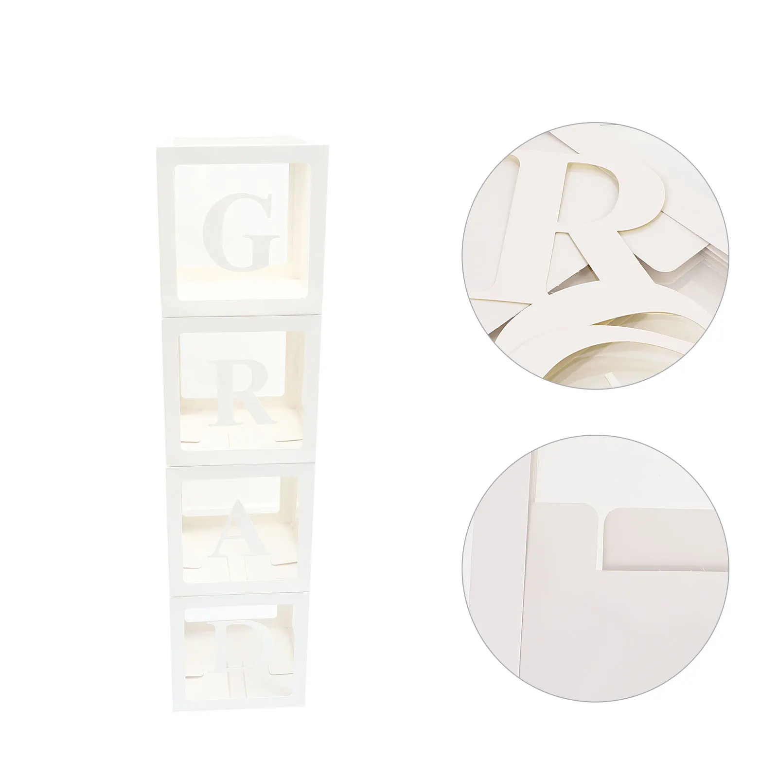 

4pcs Balloon Letter Balloons Blocks Graduation Ornaments Paper Boxes Photography Props Safe