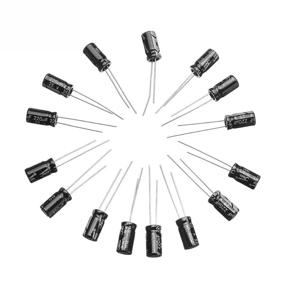 Kit d'assortiment de condensateurs électrolytiques, 500 pièces, 24 valeurs, 0 1uF à 1000uF, condensateurs radiaux à large plage avec boîte de rangement pour Po