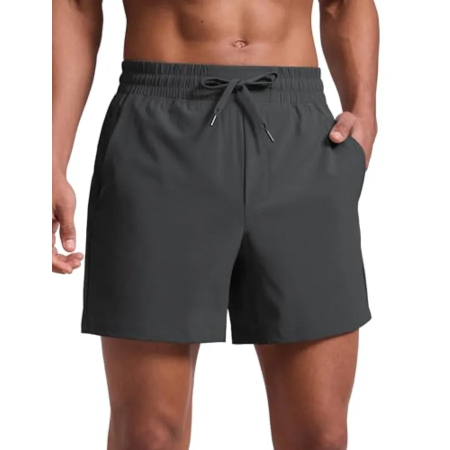 

CRZ YOGA Men's Linerless Workout Shorts 5'' - Lightweight Quick Dry for Running Sports Athletic Gym with Pockets