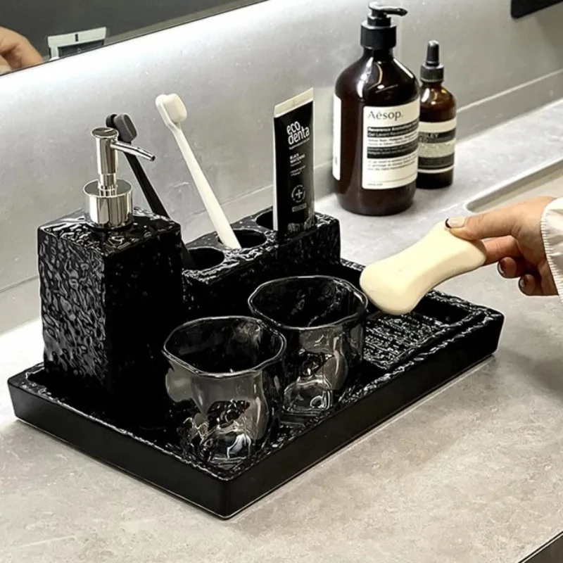 

‌ Минималистичная подставка для зубных щеток премиум-класса — роскошный набор органайзеров для ванной комнаты, акриловый поднос на столешнице для хранения средств по уходу за полостью рта