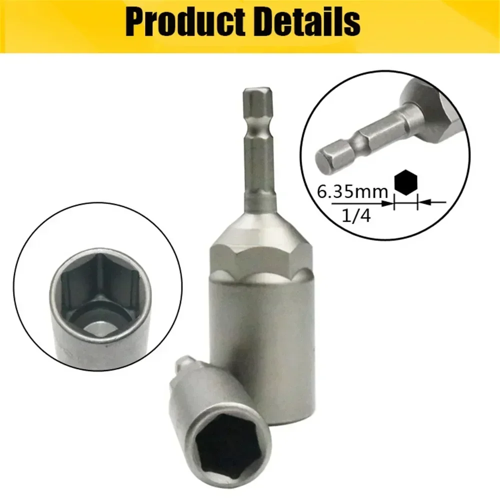 5.5-19mm Impact Socket Adapter 6.35Mm Hex Shank Quick Adapter 80mm Length Deepen Power Nut Driver Drill Bit Set  for Power Tools