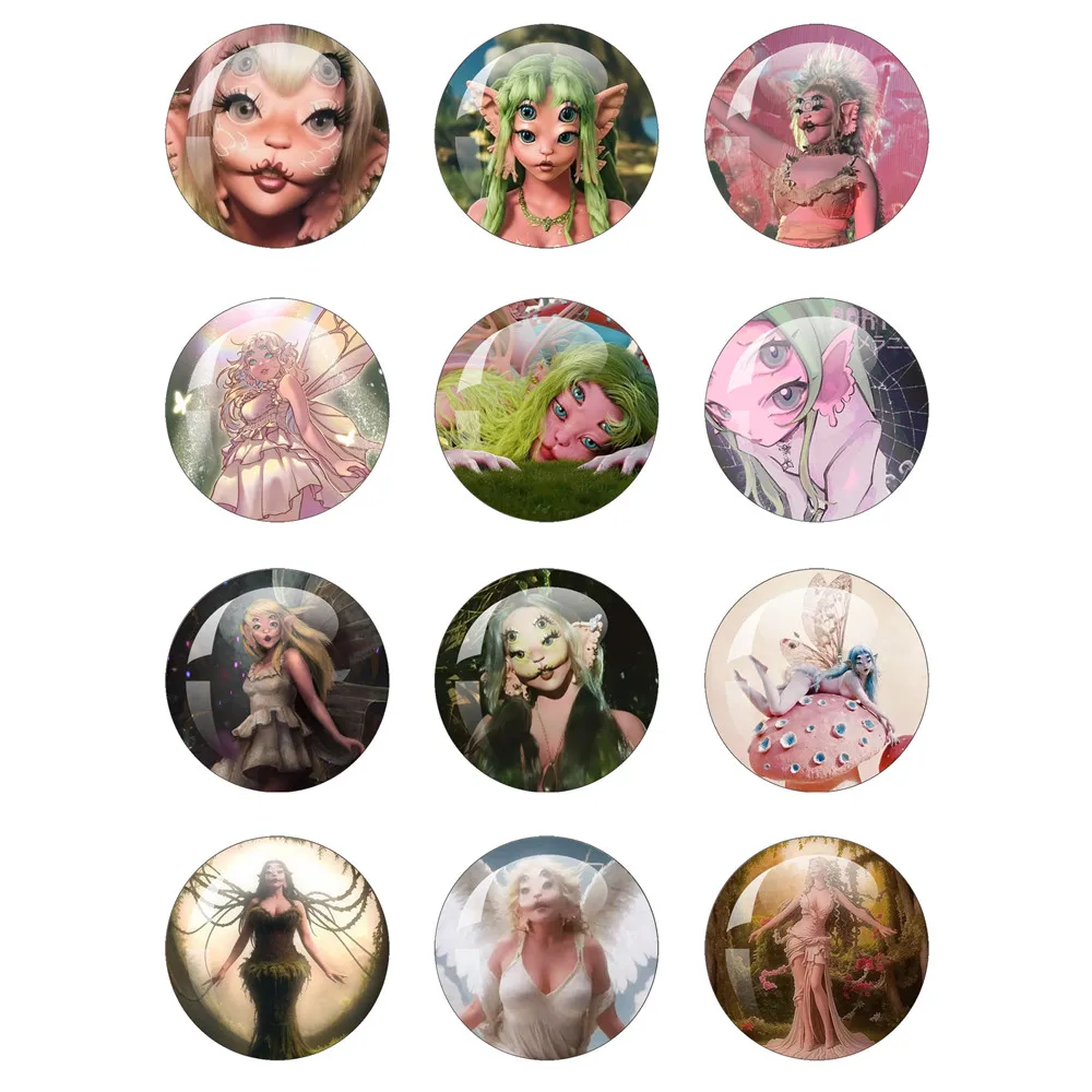 Melanie Martinez Fairy Girl Y2K Pattern Glass Cabochon 12mm-40mm Round Photo Glass Cabochon Demo Flat Back Making Findings