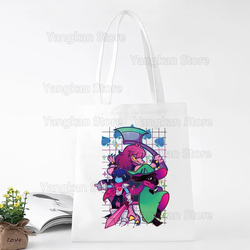 حقيبة تسوق Deltarune للمتسوقين صديقة للبيئة من القماش القطني للمتسوقين Bolsas De Tela حقيبة تسوق قابلة لإعادة الاستخدام Sacolas