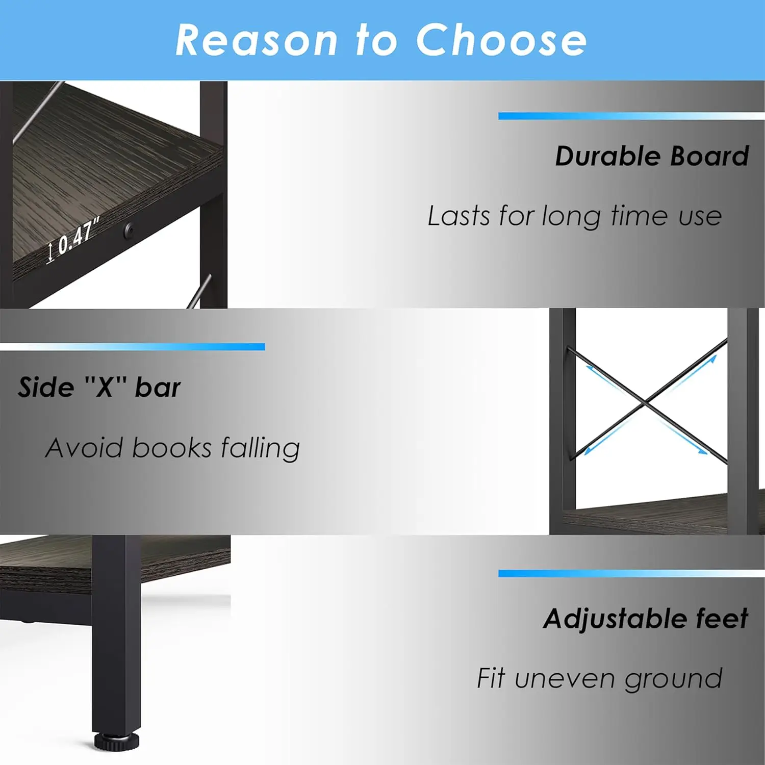 رف كتب صناعي عتيق مكون من 6 أرفف، خزانة تخزين مفتوحة بإطار معدني كبير (أسود) #5