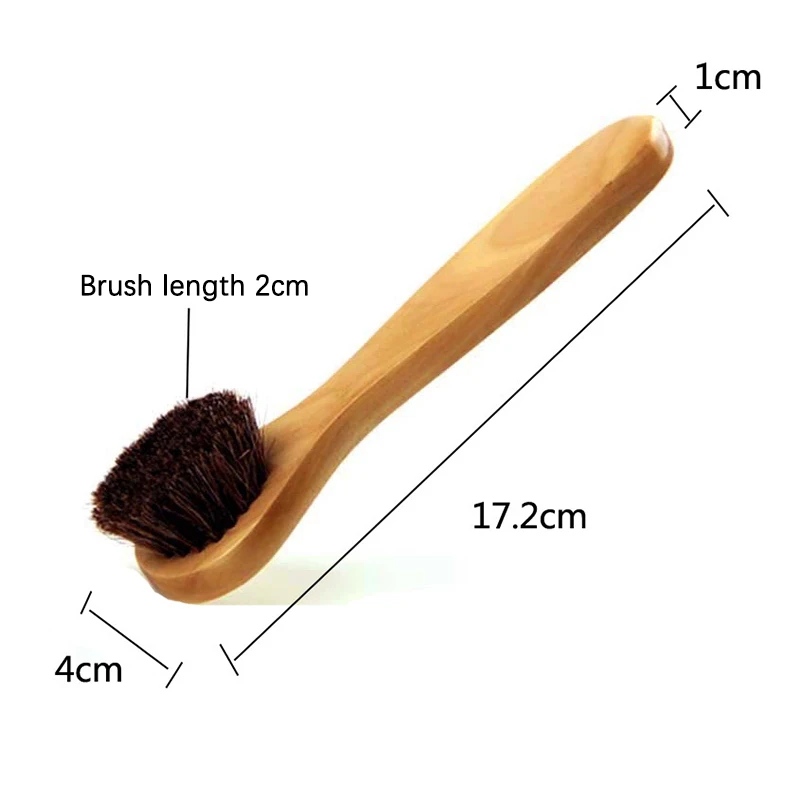 Long-handled Horse Hair Cleaning Brush Round Head Solid Wood Small Face Brush Soft Hair Bath Brush