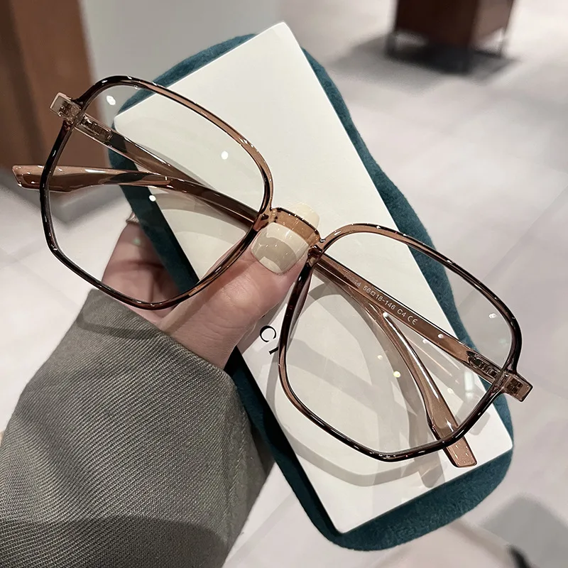 Gafas de bloqueo de luz azul Vintage para miopía, marco cuadrado grande, protección ocular para computadora, gafas lisas antiluz azul para hombres y mujeres