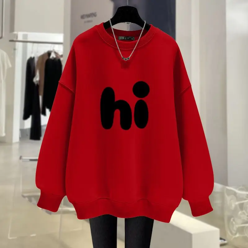 Autumn Fashion Loose O-neck Hoodies Women Clothing Vintage Chic Pullovers Letter Printed Pure Cotton Sweatshirts