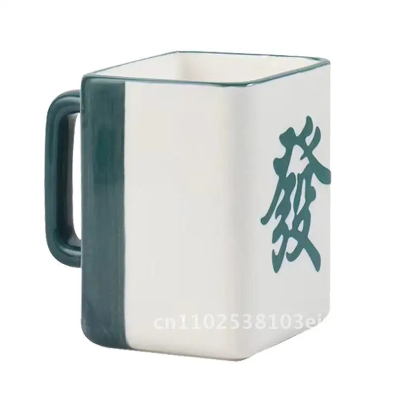 

Creative Ceramic Mahjong Shape Cup Personalized Good Luck Chess And Card Room Mug 400ml Chinese Style National Trend