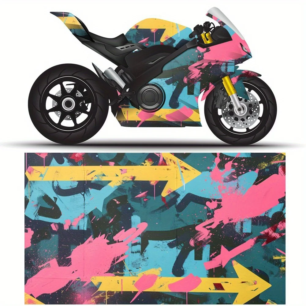 

Tactical Arrow Splatter, Camo Motorcycle Art, Edgy Riding Style, Motorcycle Vinyl Wrap, Waterproof Removable Decal Sticker, Univ