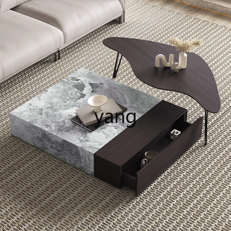 Yjq Minimalist Luxury Stone Rock Plate Tea Table Designed by a Maestro Advanced Sense Living Room Home Modern Minimalist