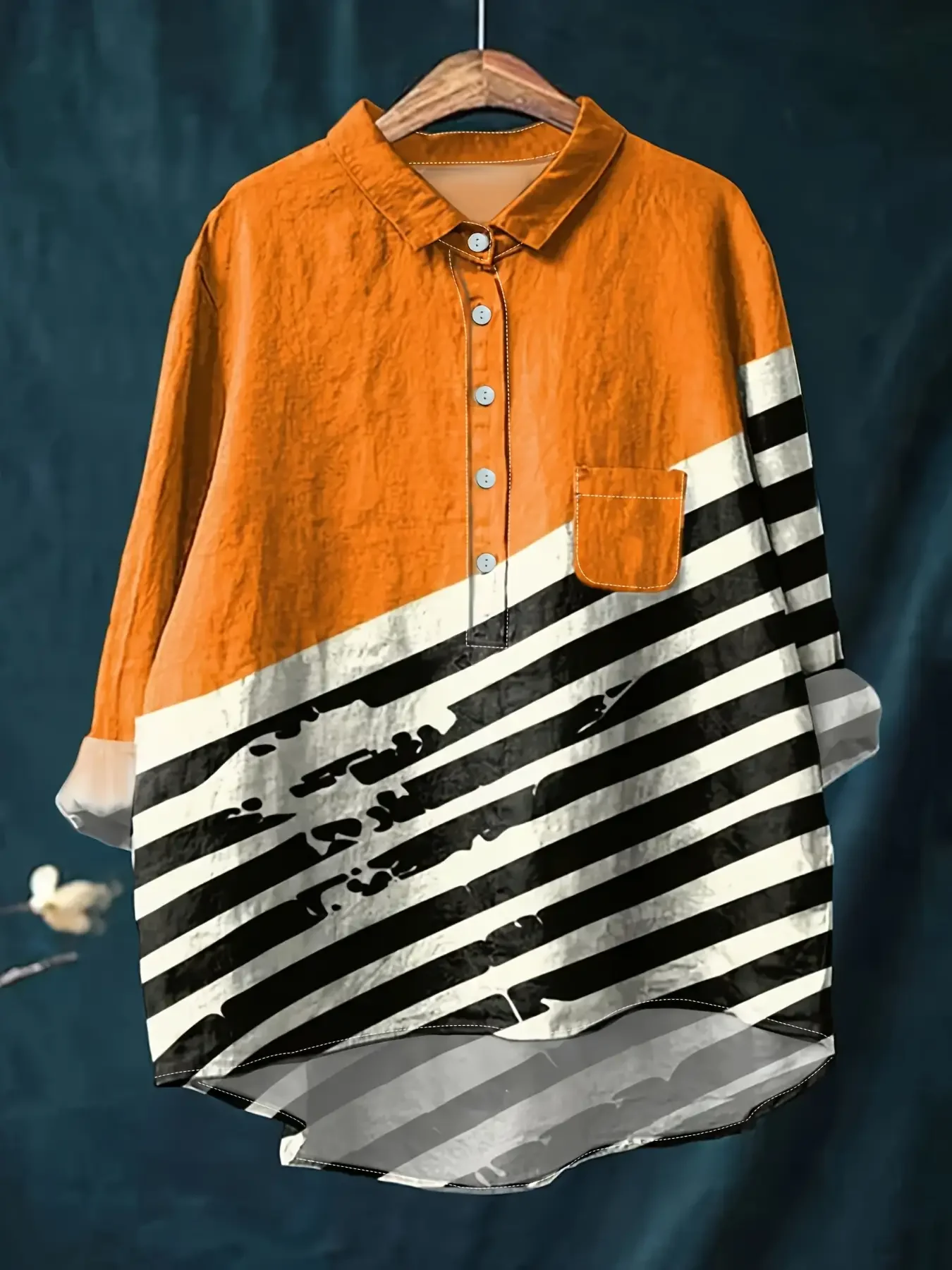 قميص نسائي كاجوال فضفاض موديل 2026 مطبوع عليه زهور بأزرار - قميص علوي بنمط عروة النحل الذهبي، قمصان formales #4