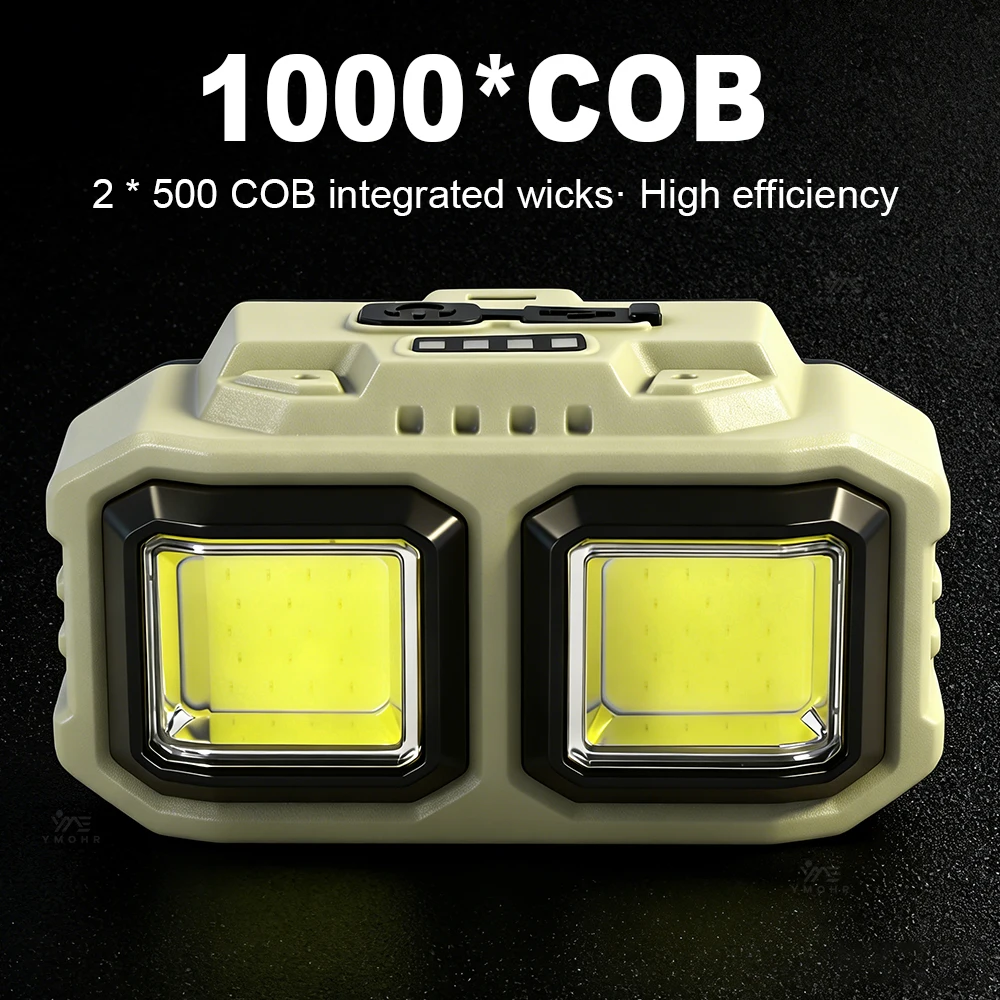 GRCKT Powerful LED Headlamp 1000COB Rechargeable Head Flashlight Safety Lighting Head Torch for Outdoor Camping Fishing Lamp