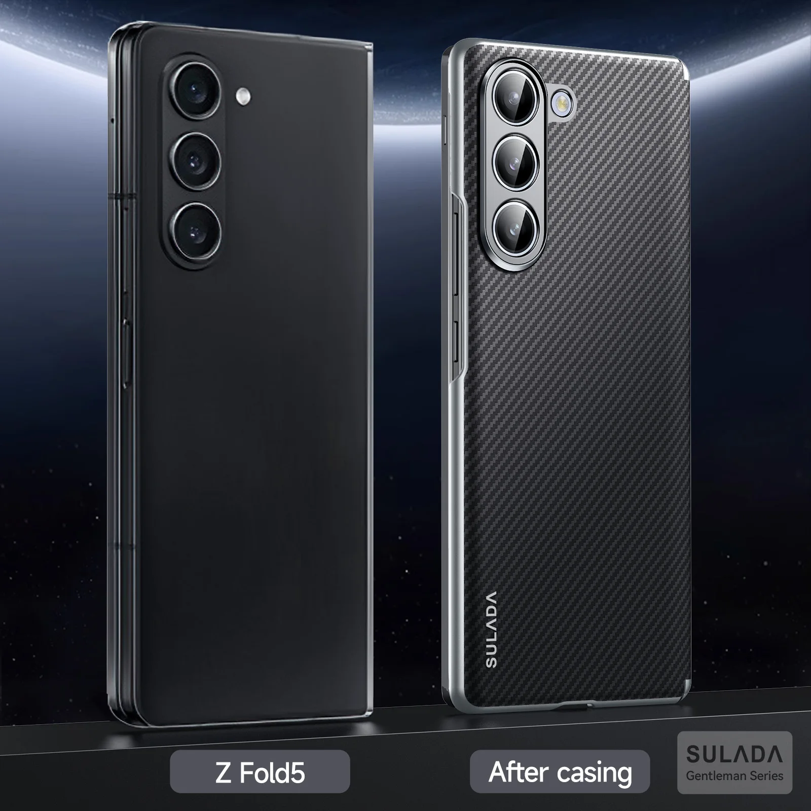 

Жесткий защитный чехол для ПК с узором из углеродного волокна без переднего узора для Samsung Galaxy Z Fold 6 5 4, чехол