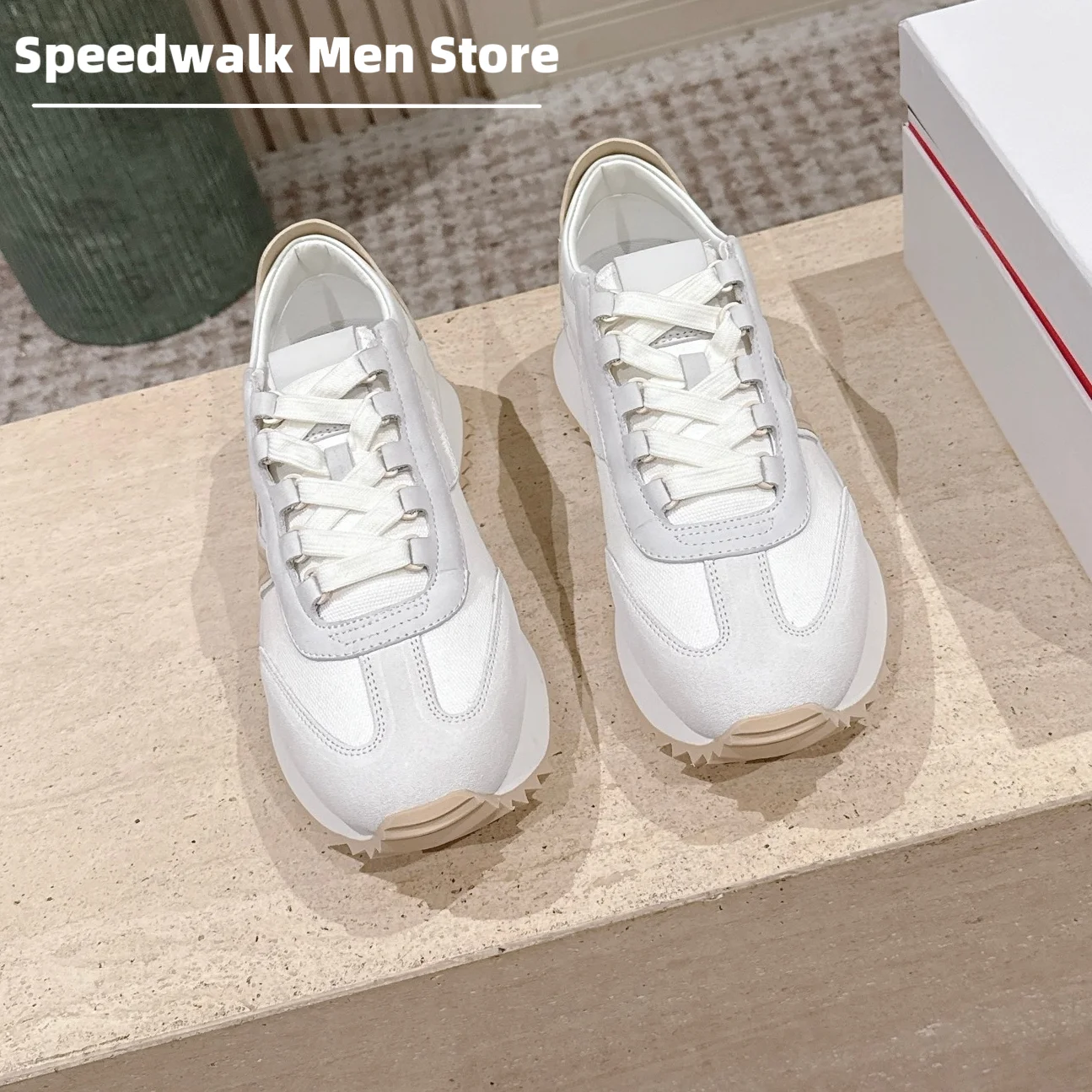 2026New Men Retro Suede Mesh Patch Platform Sneakers Sawtooth Thick Sole Non Slip Breathable Walking Shoes for Spring Summer