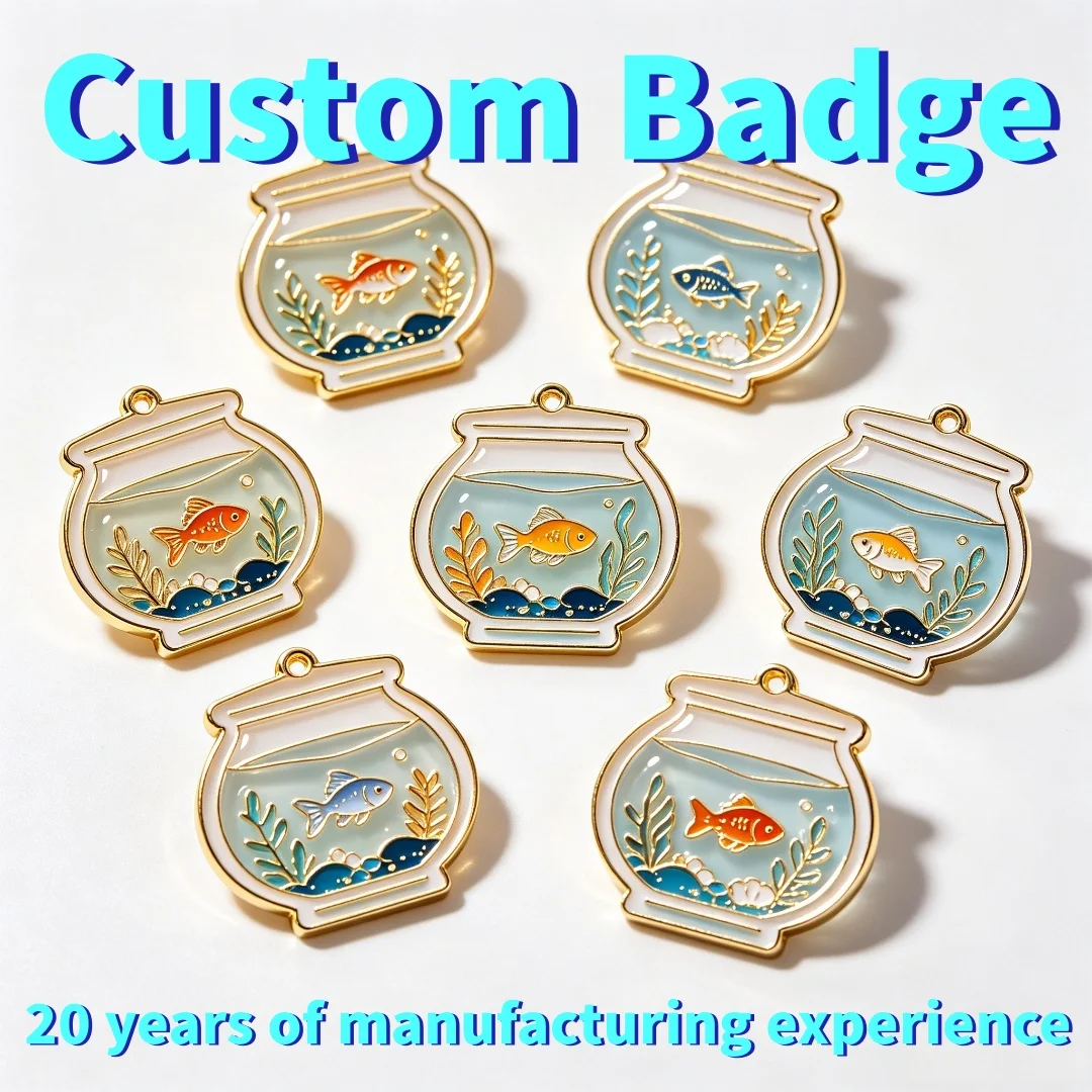 Custom Fish Bowl Enamel Pins Personalized Metal Hard Enamel Badge Customized Aquarium Lapel Pin Brooch Jewelry Gift