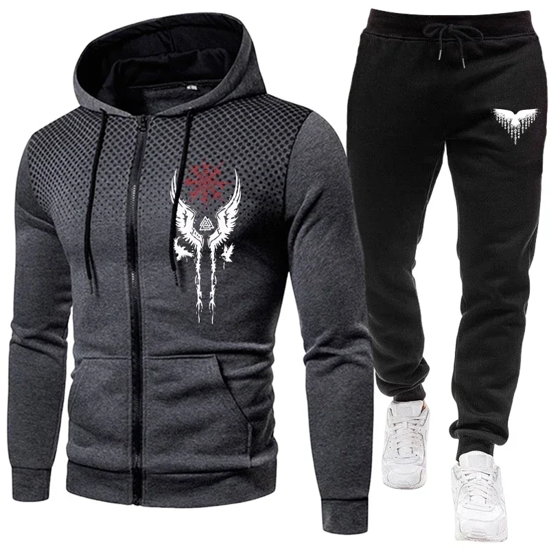 Men's Set Autumn Winter Hot Sale Zipper Jacket and Sweatpants Male Outdoor Casual Fashion Sportswear Hooded Sweatshirt Outfits