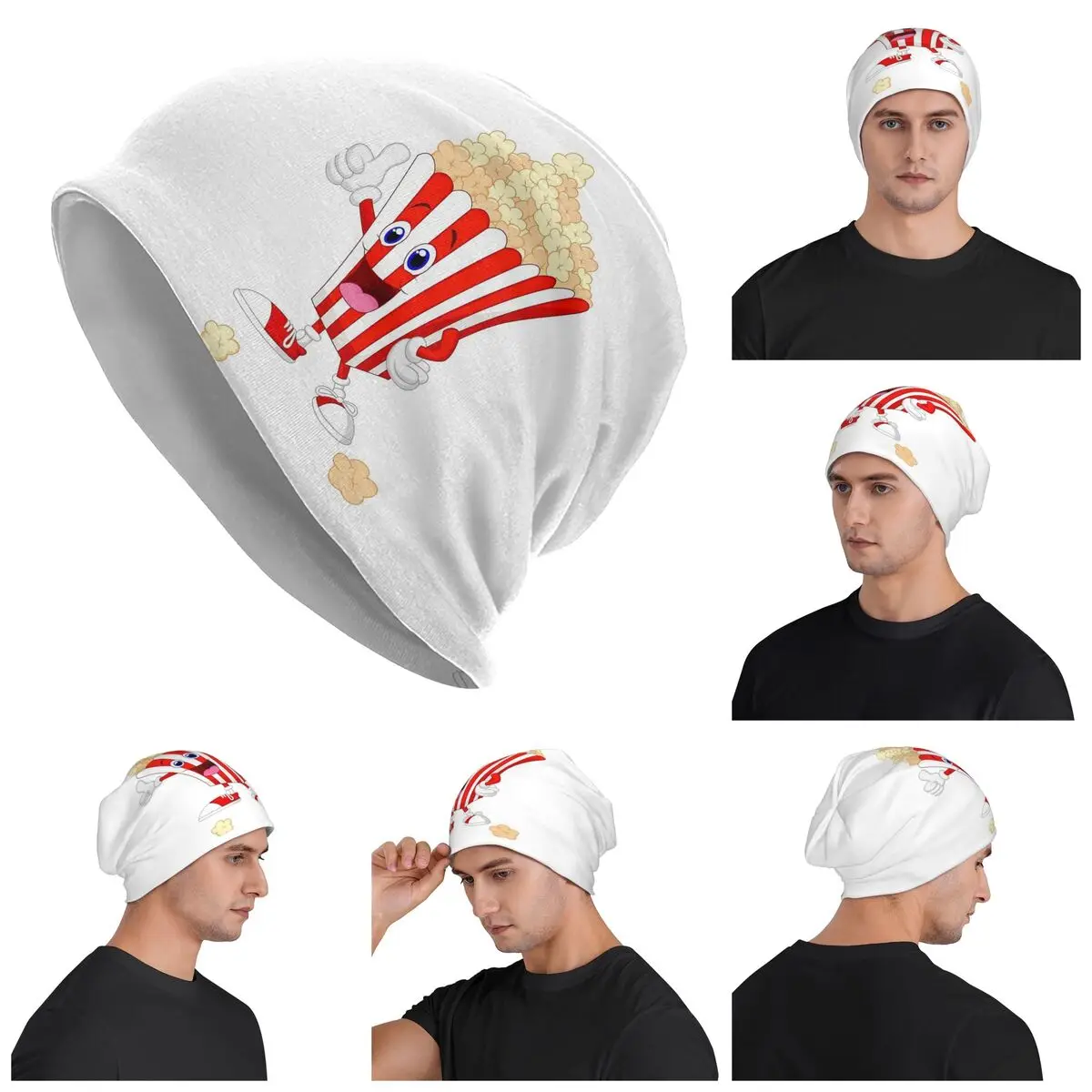

Popcorn Cartoon Art Warm Knitted Cap Hip Hop Bonnet Hat Autumn Winter Outdoor Beanies Hats for Men Women Adult