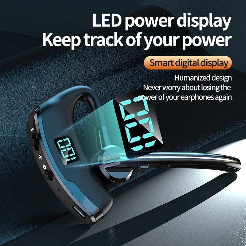 V8S 비즈니스 블루투스 무선 이어폰, 긴 대기, 마이크 음성 제어, 이어 후크 헤드폰, 270 ° 회전, 범용 헤드셋