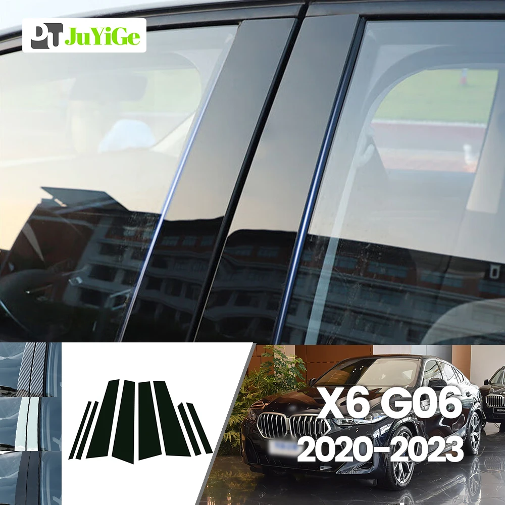 

For BMW X6 G06 2020-2023 2021 2022 Bright Black Carbon Fibre Window Door B C Sticker