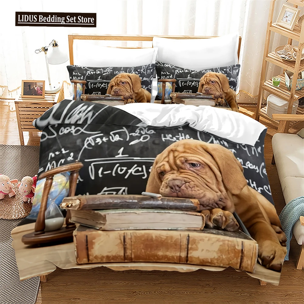 

Dog Duvet Cover Set 3D Print Dog Math Book King Queen Full Size Comforter Cover For Kids Boys Girls Teens Polyester Bedding Set